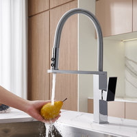 Robinet de cuisine haut de gamme en laiton à poignée unique, eau chaude et froide, avec cartouche en acier inoxydable, à poser sur plan