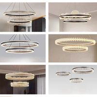 Nueva Colección 2026 de Lámparas Colgantes LED de Diseño Italiano Moderno y Lujoso con Anillo Central y Altura Ajustable para Sala de Estar y Comedor