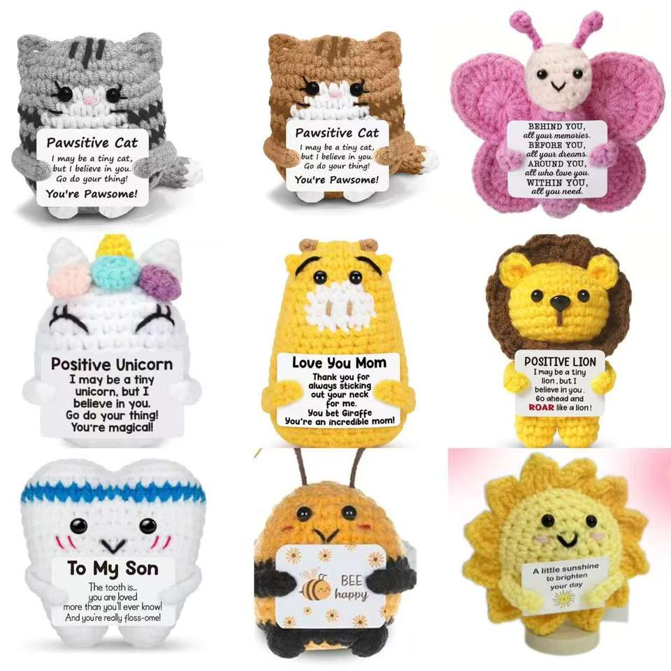 Abeille Positive En Crochet – 10,5 Cm – Poupée Mignonne Porte-Bonheur Pour Bureau, Cadeau Anniversaire Noël