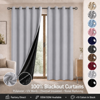 Rideaux occultants unis perforés à œillets, haute occultation, en polyester, 132x214cm, pour chambre et salon modernes