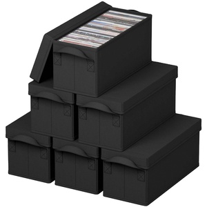 Boîte de rangement pour CD et vinyles en tissu non tissé, pliable, détachable, flexible, avec poignées, empilable, portable, design rectangulaire moderne, type sol - Product Image 1