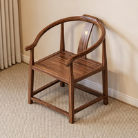 Nouvelle chaise ronde en bois massif de style chinois, chaise de thé en noyer/bois de Kompassi, chaise de maître zen pour l'étude et la salle de thé
