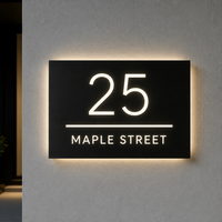Plaque de porte extérieure en acier inoxydable étanche avec éclairage LED, pour maison, appartement, hôtel, bar