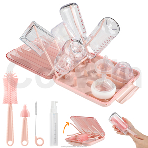 Patented Products 7 in 1 Baby Equipment Portable Bottle Holder Baby Bottle Cleaning Silicone Brush Baby Bottle Drying Rack - Product Image 1