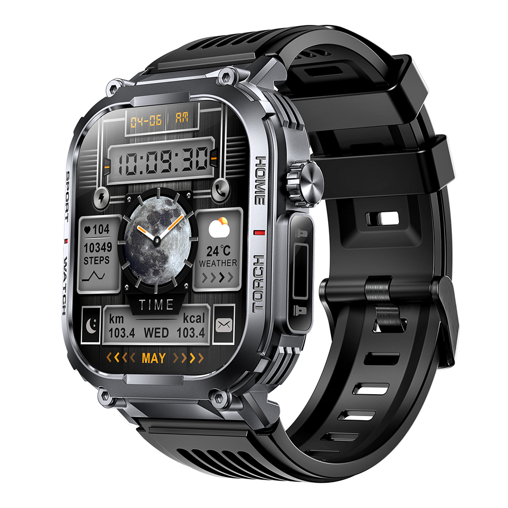 2026 S320B Outdoor Sport Relojes Smart Watch Flashlight 2.02'' BT Call 30M Waterproof 400mah Fitness Tracker Smartwatch for Men