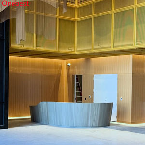 Corian Superficie sólida Color de madera Mostradores de recepción curvos Salón de belleza Mostrador de muebles de peluquería - Product Image 4