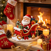 Figurine en résine du Père Noël sur traîneau, décoration de table de Noël avec boîtes cadeaux et cloche, ornement de maison pour les fêtes, cadeau de Noël pour la famille