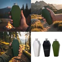 Gourde de poche portable en forme de cercueil de 3,5 oz pour whisky, vodka, vin – Ensemble de flacons à alcool pour l'extérieur