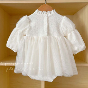 Vestido de Niña Estilo Corte Real Francesa con Mangas Abullonadas y Tul Suave, Body de Bebé Personalizado - Product Image 5