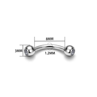 Anneaux de Sourcils en Titane ASTM F136 à Filetage Externe, Labrets, Piercings pour Cartilage d'Oreille, Hélix, Prince Albert, Piercings à Gemmes Colorées, Bijoux de Corps