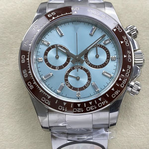 Montre mécanique de luxe de qualité supérieure, étanche, 40 mm, UFO Factory, acier 904L, mouvement 4131, 126506 Chrono, montre en diamant bleu glacé - Product Image 1