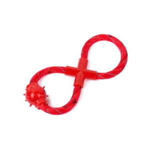 เชือกดึงพร้อมลูกบอล ของเล่นเคี้ยวสำหรับสุนัข สีแดง ดีไซน์ทนทาน - Product Image 3