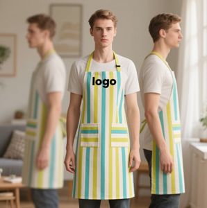 Delantal sin mangas de color puro Delantales de chef de cocina con 2 bolsillos Logotipo publicitario personalizado - Product Image 2