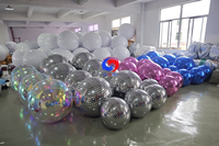 Boule flottante géante bleue rose perle gonflable PVC argent Disco Big Shiny Mirror Balls for Party Events Decoration