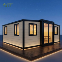 Casa Contenedor Prefabricada de Acero Ligero, Expandible, de 2 a 5 Dormitorios, Estilo Moderno de Mediados de Siglo, Plegable