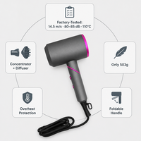 Sèche-cheveux professionnel mini pour salon, séchage rapide, air chaud, vent puissant, ionique négatif, sèche-cheveux à main pour cheveux