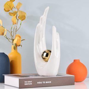 Offre Spéciale Tendance SJY-250310-37 Décoration d'intérieur créative en céramique, design nordique moderne, ailes d'ange blanches, forme d'œuf, pour mariage - Product Image 4