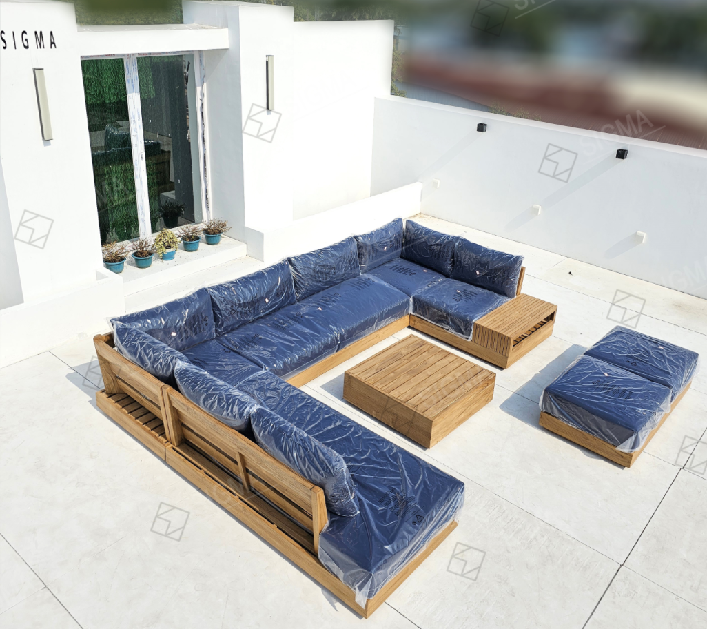 2025 Luxury Modern Teak Solid Wooden Sofa Set New Design for Outdoor Use for Hotels Villas Parks Courtyards