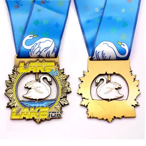 Hersteller benutzer definierte Metall Emaille Truthahn Souvenir 5km 10km Halbmarathon Running Spinner Award drehbare Medaille mit Band