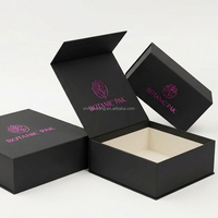 Boîte cadeau pliable en carton rigide noir mat de luxe avec logo personnalisé de qualité supérieure, fermeture magnétique, vide