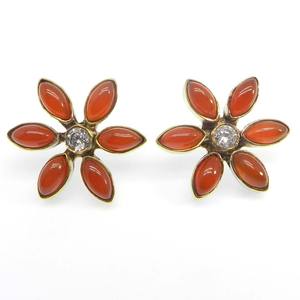 Boucles d'oreilles à tige en forme de fleur rouge onyx CZ faites à la main haute qualité plaqué or fleurs à la mode cadeau de conception de fête de mariage prix de gros - Product Image 1