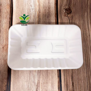 Bandejas de papel de bagazo de caña de azúcar compostables 100%, platos biodegradables, contenedor de comida desechable rectangular - Product Image 3