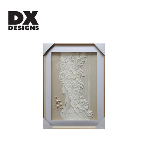 DX Designs Großhandel Küsten-3D-Strukturierte Gerahmte Leinwand-Wandkunst - Strand Sand & Muschel/Sternfisch Dekor, Minimalistische Wohnraumdekoration - Product Image 1
