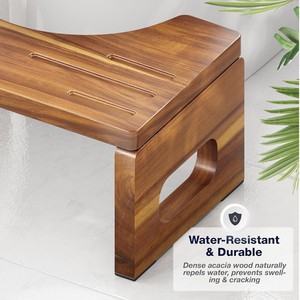 Bamboo <b>Folding</b> Bathroom <b>Stool</b> With Storage For Toilet Seat Changing And Doorway Use - Product Image 2