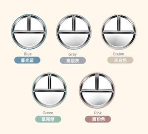 Plaque en acier inoxydable divisée ronde incassable 304 avec <span class=keywords><strong>base</strong></span> d'aspiration en silicone bébé plaque d'aspiration antidérapante plateau à vaisselle - Product Image 6