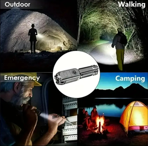 ABS Portable <strong>Multi</strong>-Functional Telescopic Zoom Ultra Bright Powerful EDC Emergency Type-C USB Rechargeable COB XPE LED <strong>Flashlight</strong> - Product Image 5