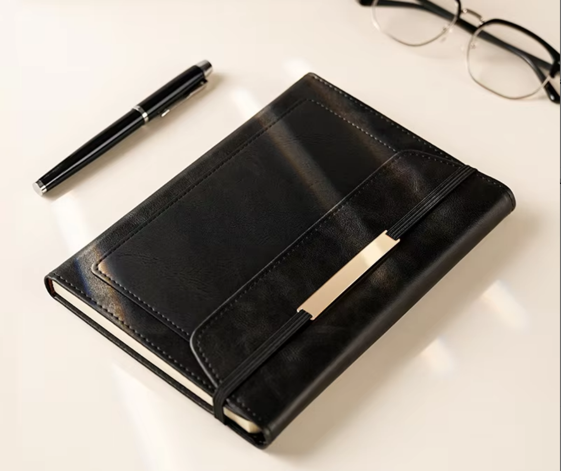 Ink black-metal strap trifold