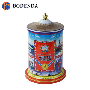 farmhouse metal tin with lid music tin box Round cookies tins
