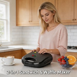 YC-64 Machine à sandwich électrique 750W, mini-<span class=keywords><strong>grille</strong></span>-<span class=keywords><strong>pain</strong></span> double face antiadhésif, idéale <span class=keywords><strong>pour</strong></span> le petit-déjeuner à la maison - Product Image 3