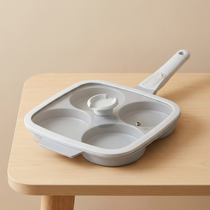 Padella per Omelette in Alluminio Pressofuso a 4 Fori, Antiaderente con Rivestimento in Ceramica, Manico Rimovibile, per Friggere le Uova - Product Image 1