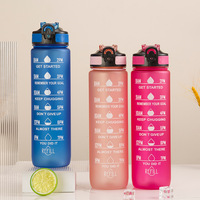 Gourde sportive portable grande capacité 1000 ml avec couvercle à ventouse givré et paille, modèle à succès pour le commerce transfrontalier