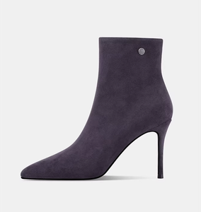 Stivaletti da Donna <span class=keywords><strong>Beige</strong></span> con Punta Rotonda e Tacco Sottile, Tomaia in Finta Pelle Scamosciata, Suola in <span class=keywords><strong>Gomma</strong></span>, Slip-On, per Inverno/Autunno - Product Image 2