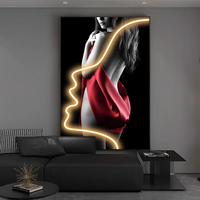 Nouvelle conception, peinture décorative lumineuse, ligne de beauté, personnage imprimé en haute définition, œuvre d'art pour salon et chambre, peinture artistique à LED