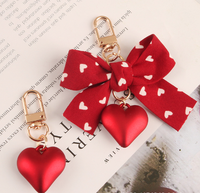 Grand pendentif porte-clés tissu amour rouge mignon amour floral ruban arc résine amour accessoires sac décoration