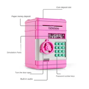 Tirelire électronique automatique, mini coffre-fort pour pièces de monnaie et espèces, boîte à économies avec mot de passe, compteur, code, serrure à clé, tirelire ATM, cadeau pour enfant - Product Image 2