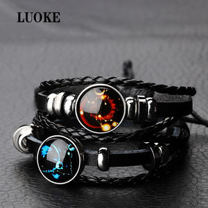 Bracelet <span class=keywords><strong>Couple</strong></span> Homme et Femme en Cuir Tressé Corde à la Main Réglable Luminescent - Product Image 2