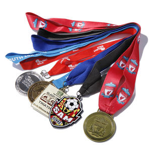 Venta <span class=keywords><strong>directa</strong></span> de fábrica, color de metal negro personalizado, Medalla rosa de Europa y Suiza con cinta <span class=keywords><strong>roja</strong></span> y blanca - Product Image 1