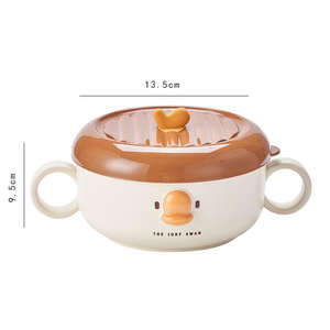 Enfants mignon 316 acier inoxydable bol <span class=keywords><strong>de</strong></span> nouilles instantanées couvercle poignée grande capacité maison dortoir étudiants Internet boîte à lunch - Product Image 2