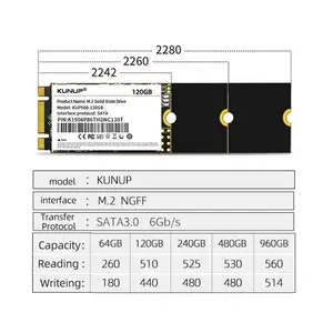 Alta confiabilidad M.2 NGFF SATA SSD 1TB 256GB 480GB 512GB 2242 2260 2280 M2 SATA Disco duro interno de estado sólido Notebook