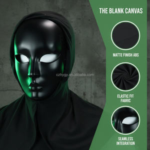 Schwarze Halloween Horror integrierte Kapuze mit Hood Party Maske für Gothic Events Dark - Themed Party Mysterious Cosplay Dekoration - Product Image 6