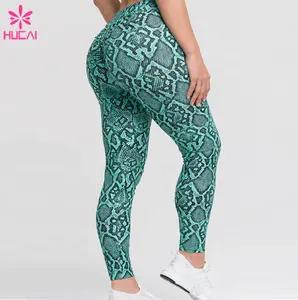 Benutzer definierte Frauen Hohe Taille Sublimation Leoparden muster Yoga hosen Front V C-Cut Design Scrunch Butt Leggings