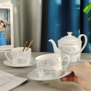 Service à thé en porcelaine fine gris tigre série D, vente en gros - Product Image 2