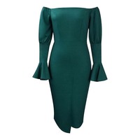 Robe élégante pour femmes grande taille décontractée pour le printemps et l'été, manches évasées, épaules dénudées, robe de soirée formelle, mode
