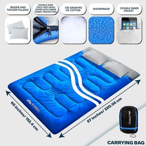 Double sacs de couchage pour adultes, sac de couchage adulte 2 personnes sacs de couchage pour camping couple deux personnes <span class=keywords><strong>Sleepin</strong></span> - Product Image 3