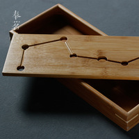 Plateau à thé portable en bambou, nouveau style chinois, design long et carré, multifonctionnel, fait main, pour bureau, hôtel et voyage
