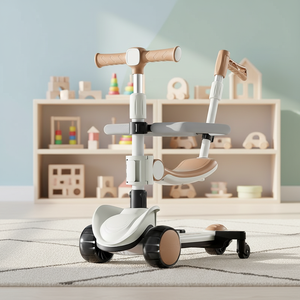 Customizable Foldable Children's Tricycle Scooter for Ages 3-12 <b>Three</b>-in-One Anti-Skid Design with Digital Display - Product Image 1